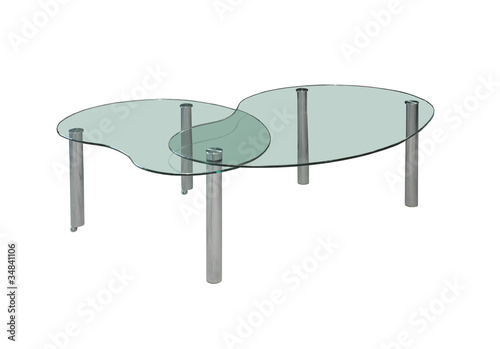 Nowoczesny stolik szklany na białym tle