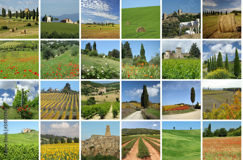 collage with wonderful tuscan scenery