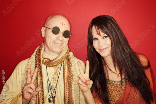 Hippies With Peace Sign