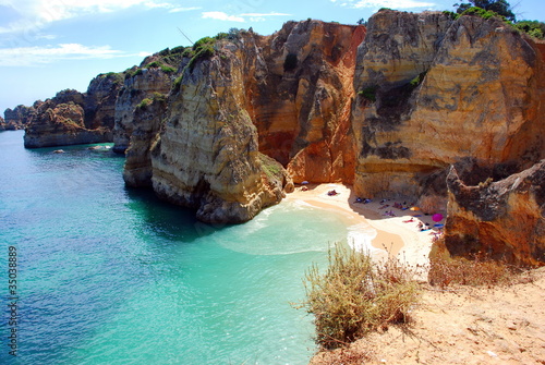 Cliffs at the Dona Ana beach, Algarve coast in Portugal