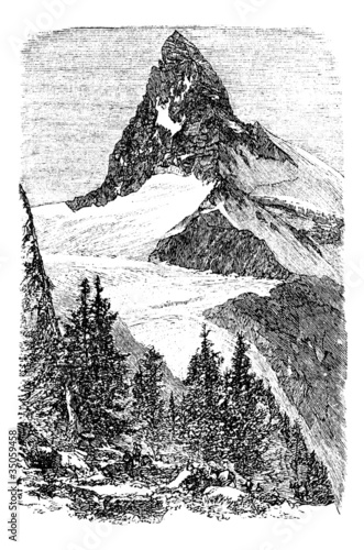 The Matterhorn or Monte cervino. Zermatt, Switzerland vintage en