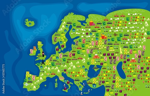 cartoon map of europe
