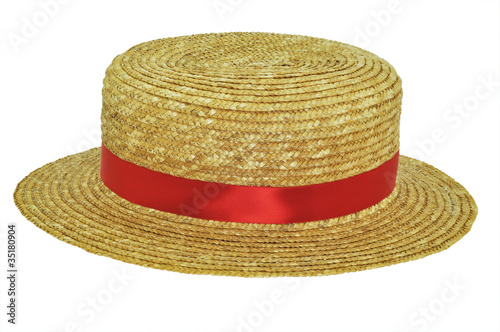 Straw boater with red band