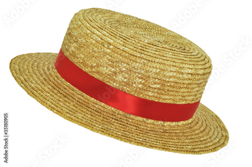 Straw hat with red band