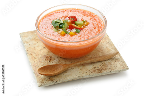 gazpacho , spanish tomato based cold vegetable soup