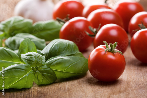 tomatoes with green basil