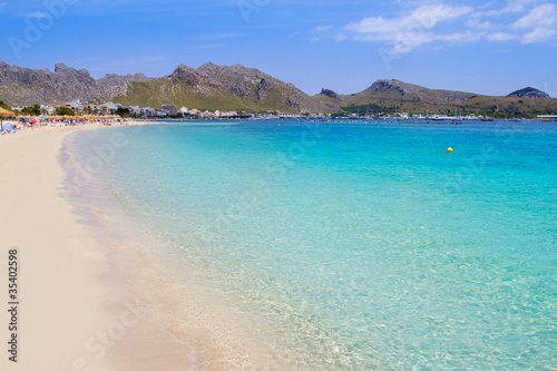 Pollensa sand beach in Mediterranean Mallorca island