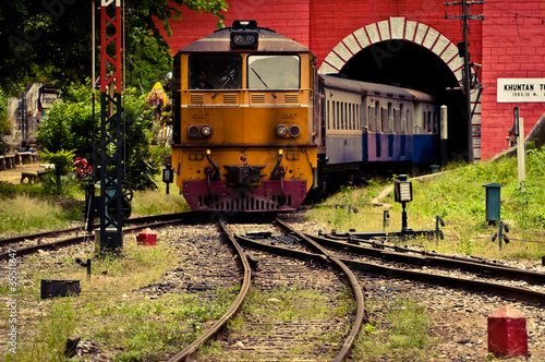 old train of thailand at khuntan station Tunnel