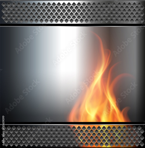 Abstract background metallic with fire flame.