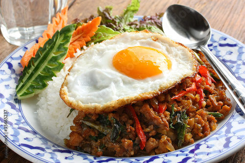 stir fried chicken with holy basil, thai cuisine