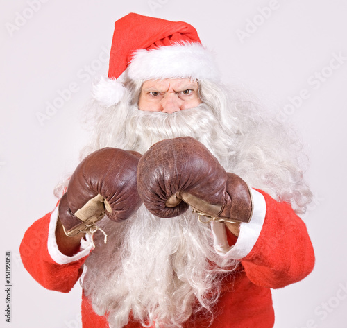 Santa Claus with boxing glove