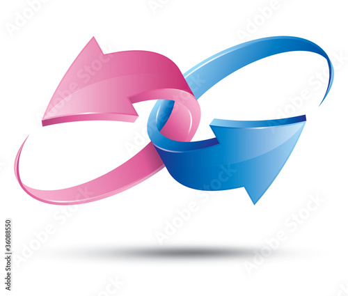 Pink & Blue Arrows 3D Union Symbol