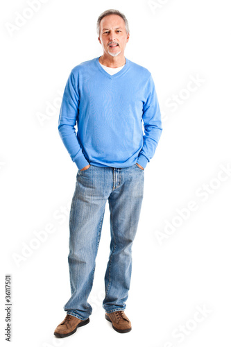 Full length mature man isolated on white