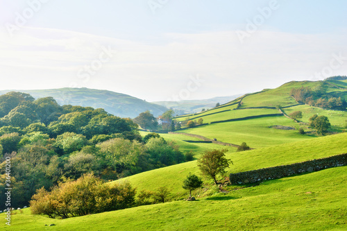 Rolling countryside around a farm