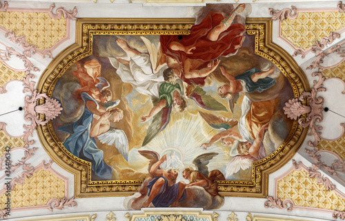 Fresco Ceiling at St. Peter's Church in Munich, Germany