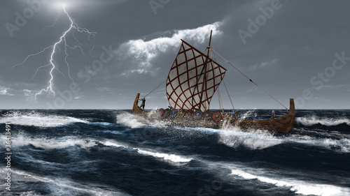 Viking Longship in an Atlantic Storm