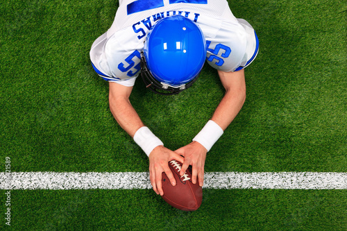 Overhead American football player touchdown