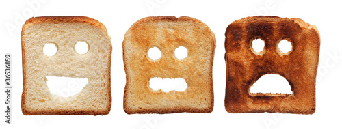 Toast bread differently burned