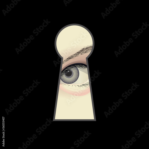 spy on through the keyhole