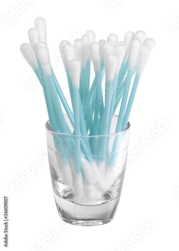 cotton swabs in a glass