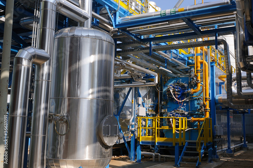 Industrial steam boiler in a power plant