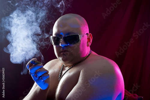 Man smoking cigar