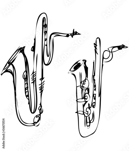 sketch brass musical instrument saxophone bass baritone