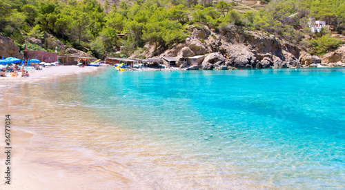 Ibiza Port de Benirras beach turquoise color
