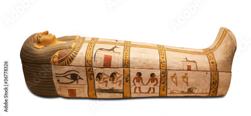 Egyptian sarcophagus isolated with clipping path