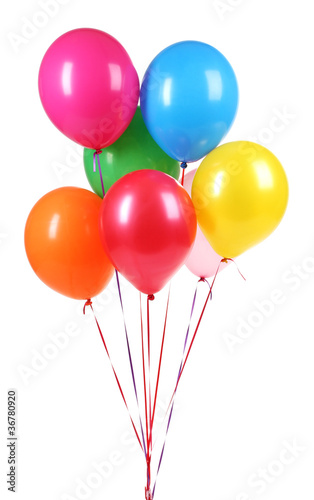 bright balloons isolated on white.