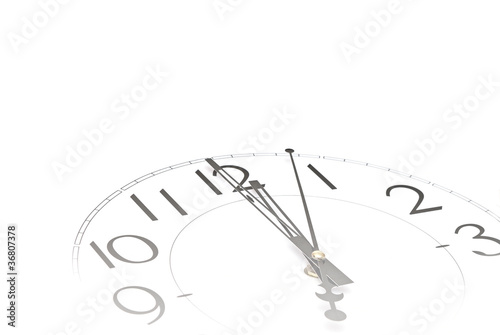 Hands pointing to midday on clock face