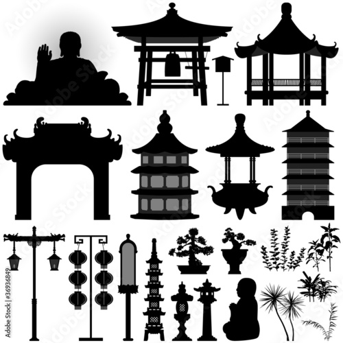 Chinese Asian Temple Building Architecture Design Elements