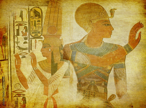 Pharaoh figure and queen Nefertari texture