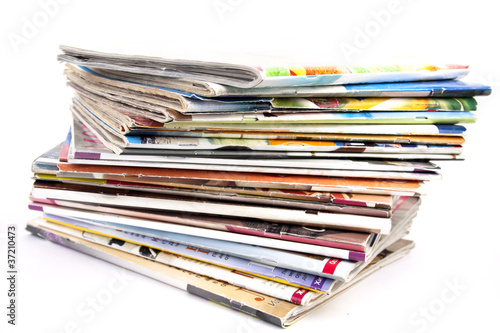 Stack of magazines isolated