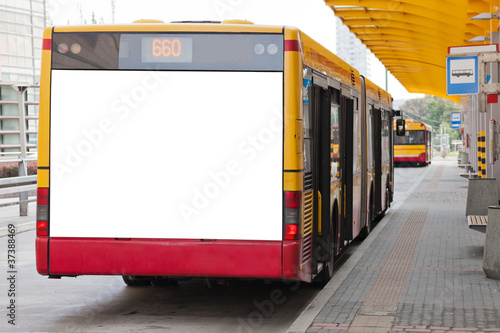 Blank billboard on back of bus