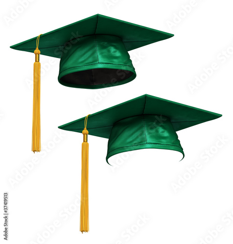 3D render of green graduation cap