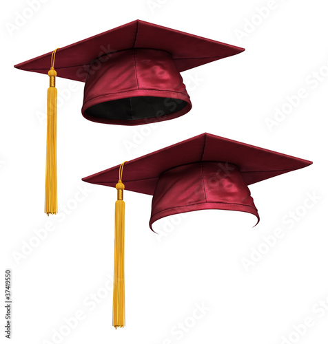 3D render of red graduation cap