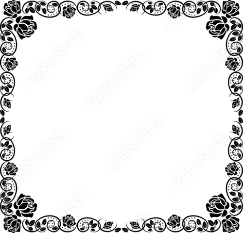 silhouette border with rose decoration
