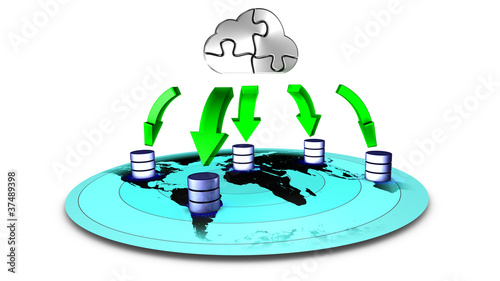 3d Illustration of database Cloud backup