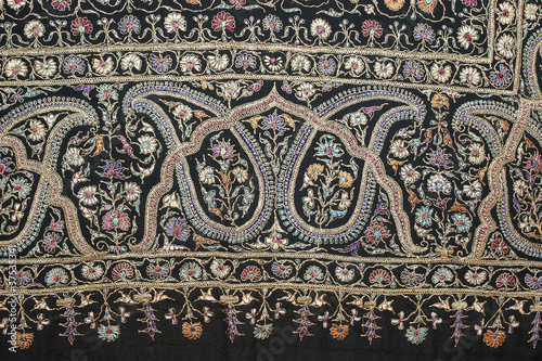traditional paisley floral design ,black vintage textile , Royal Rajasthan, India