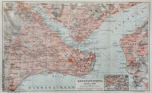 Vintage map of Constantinople