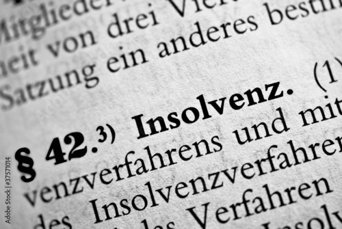 Insolvenz - schwarz weiß Textausschnitt