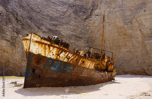 wrak statku na plaży, grecka wyspa Zakynthos