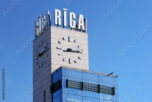 Riga central station clock tower