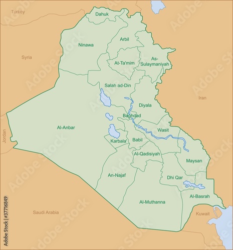 iraq map with name of territory
