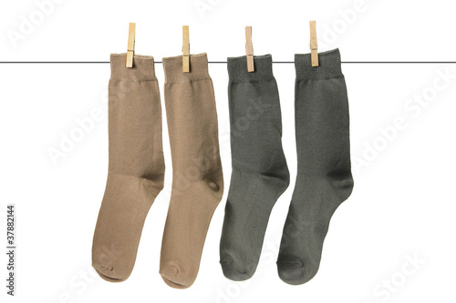 Socks Hanging on Clothesline