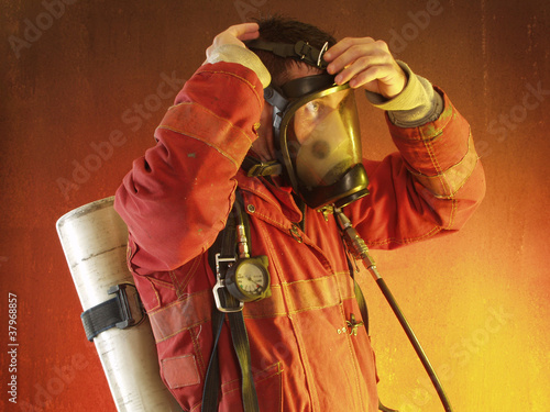 Bombero en un incendio.