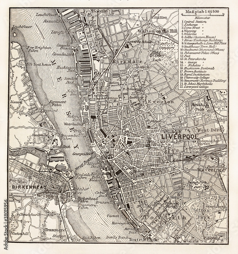 Vintage map of Liverpool
