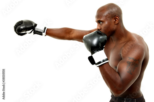 Attractive Black Male Boxer Over White