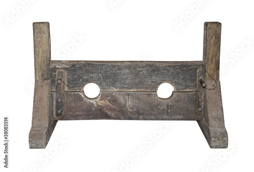 A Wooden Set of Medieval Punishment Stocks.